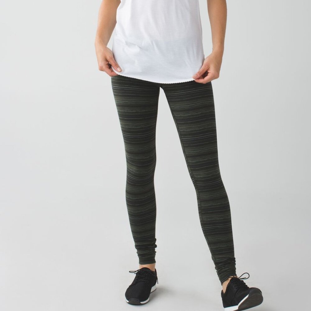 Lululemon Wunder Under Pant III Cyber Stripe/Gator (Green and Black) Size 6
